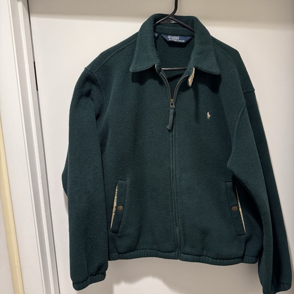 Vintage Polo Ralph Lauren Polartek Fleece Sweater Green Full Zip Men's Sz L